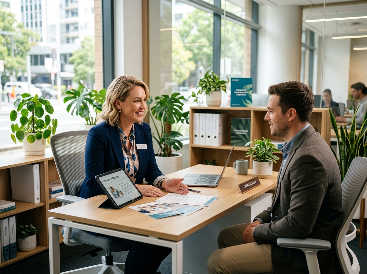Advisor and client reviewing healthcare options